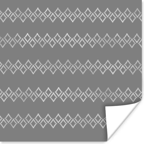 Affiche Diamants - Motif - Zwart et Wit - 75x75 cm