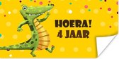 Poster Verjaardag - Kind - 4 Jaar - Dinosaurus - 120x60 cm