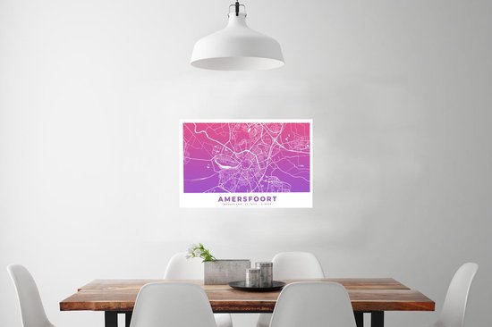 Poster Plan de ville - Amersfoort - Violet - Rose - 60x40 cm