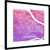 Fotolijst incl. Poster - Stadskaart - Spijkenisse - Paars - Roze - 40x40 cm - Posterlijst - Plattegrond