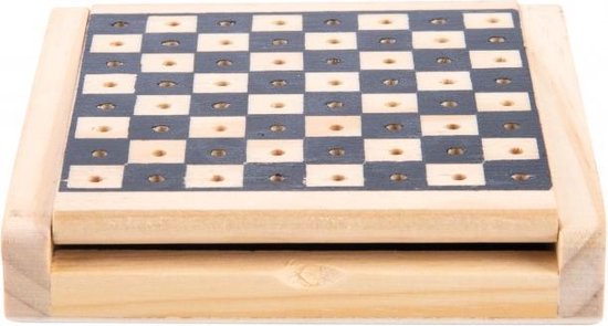 Thumbnail van een extra afbeelding van het spel zakformaat schaakspel 12 x 12 cm zwart/wit