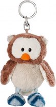 sleutelhanger Owl junior 10 cm pluche bruin/wit