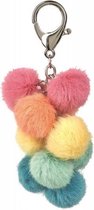 sleutelhanger Happy me pluche pompons 11,5 cm