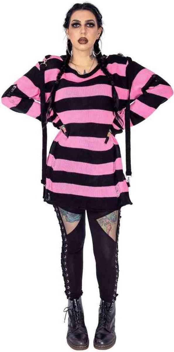 Heartless - ORIANA Gebreide trui - XL - Zwart/Roze