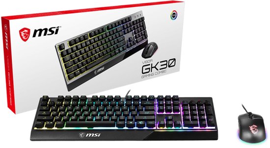 MSI Vigor GK30 Combo toetsenbord USB QWERTY Amerikaans Engels Zwart