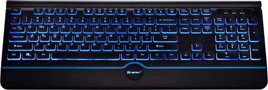 Tracer Ofis Pro USB Bedraad Toetsenbord met Blauwe Achtergrondverlichting - Qwerty - Zwart