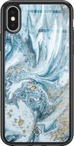 iPhone X/XS hoesje glass - Marble sea | Apple iPhone Xs case | Hardcase backcover zwart