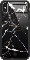 iPhone X/XS hoesje glass - Marmer zwart | Apple iPhone Xs case | Hardcase backcover zwart