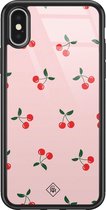 iPhone X/XS hoesje glass - Kersjes | Apple iPhone Xs case | Hardcase backcover zwart