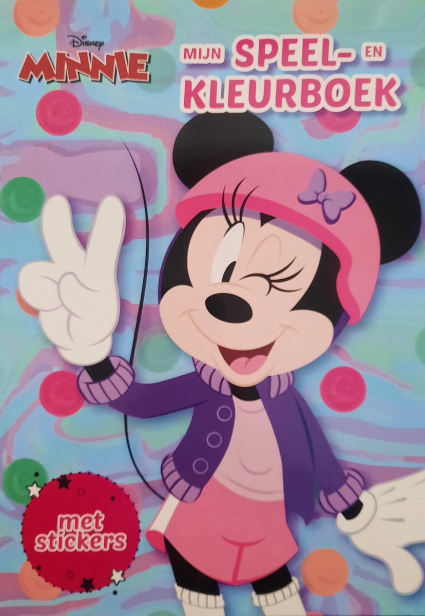 Mijn Speel- en Kleurboek Minnie Mouse met stickers - Doeboek met leuke spelletjes- zoek de verschillen en tekeningen
