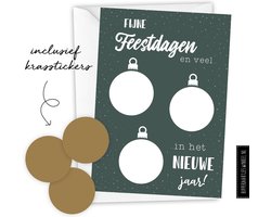 Kerstkaart met envelop - Persoonlijke kraskaarten - nieuwjaarskaarten - diy zelf maken - groen/ goud