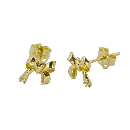 Silventi 9NBSAM-G210138 Clips d'oreilles d'oreilles en or - Femme - Noeud papillon - 7 x 6,2 mm - Zircone - 14 carats - Or