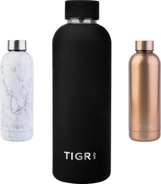 TIGR The Minimalist - Drinkfles - Thermosfles - RVS - 500ml - Zwart - TIGR