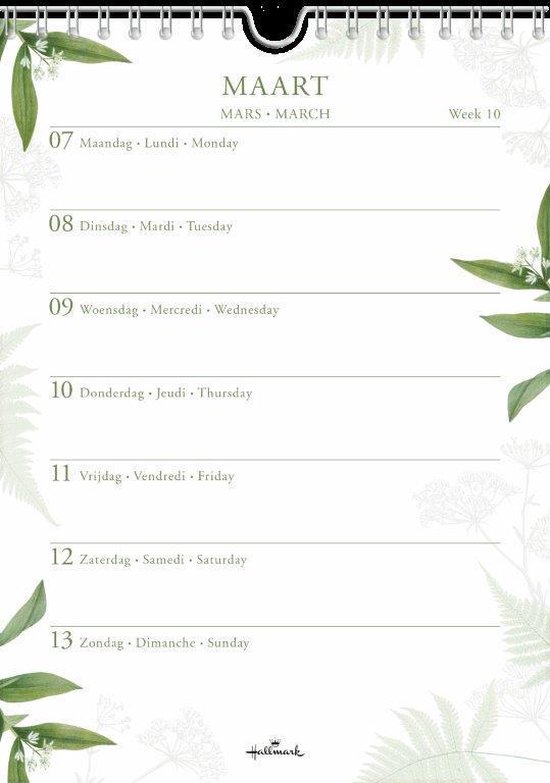Hallmark - Week Kalender - 2022 - Chique Botanical - Week per pagina - 16,5x23cm