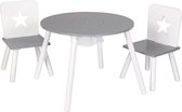 Kindertafel Met 2 Stoelen - Speeltafel - Met Opbergruimte - Kinderbureau - Tekentafel - Hout - Grijs/Wit