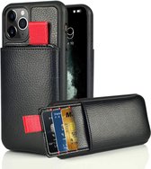 Leren case met pashouder geschikt voor Apple iPhone 11 Pro Max - zwart