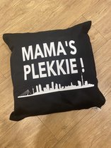Sierkussen - Mamas Plekkie - Zwart - 50 Cm X 50 Cm