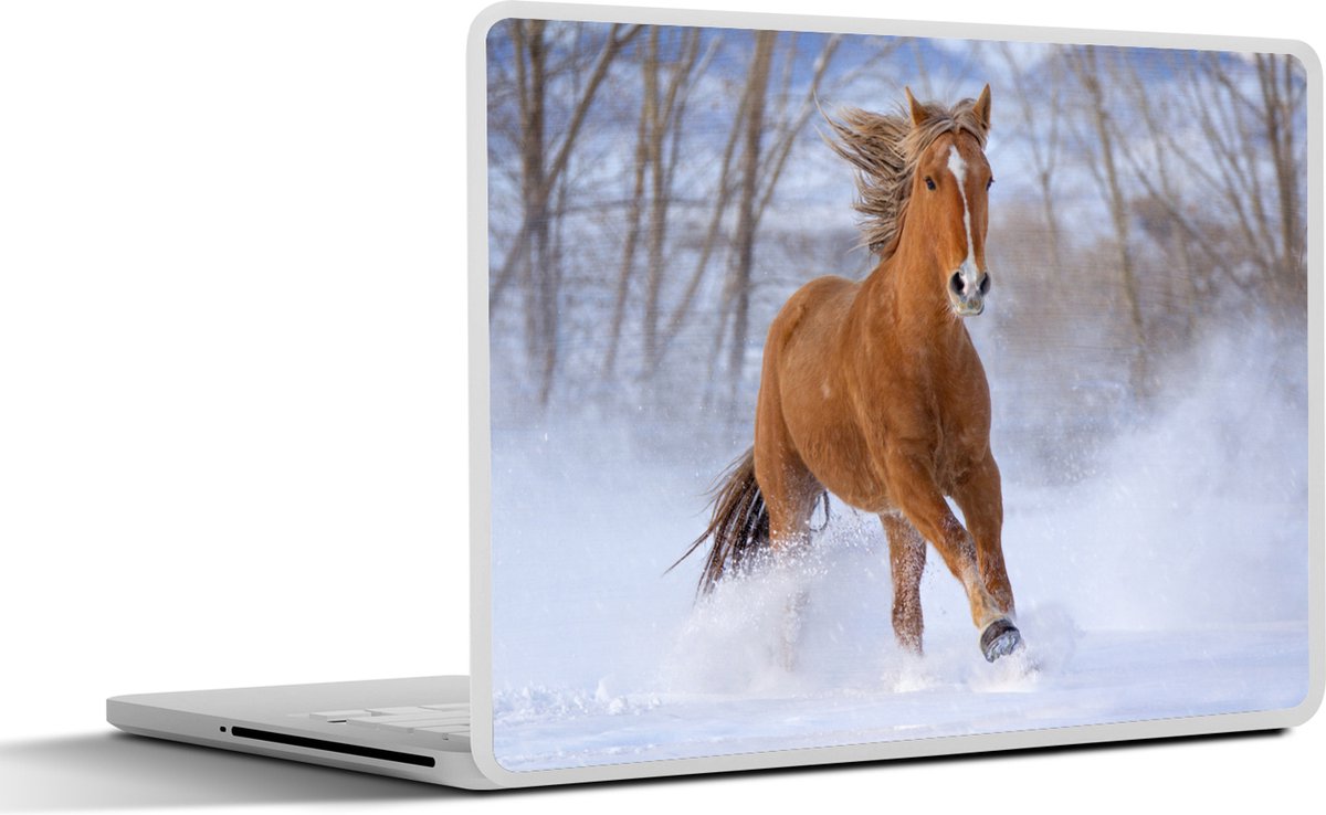 Afbeelding van product SleevesAndCases  Laptop sticker - 10.1 inch - Paard - Sneeuw - Bruin