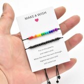 GoedeDoelen.Shop | Touwarmband set van 2 - Make a Wish | Statement Armband | LGBTQ | Vriendschapsarmband | Pride | Rainbow | Rainbow Armband | Pride Armband | Cadeautje | Wellness-