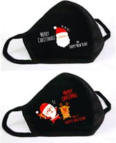 GetGlitterBaby - Katoen Mondkapje / Wasbaar Mondmasker - Kerst / Kerstmis / Kerstman / Merry Christmas / 2022 - 2 Stuks