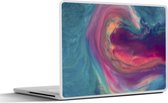 Laptop sticker - 14 inch - Vloeistof - Roze - Turquoise - Abstract - 32x5x23x5cm - Laptopstickers - Laptop skin - Cover
