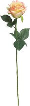 Gerimport Kunstbloem Rose 51 Cm Lichtgeel/roze/groen