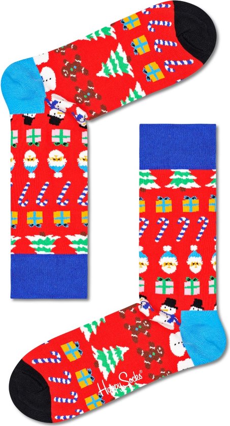 Happy Socks All I Want For Christmas Sock - unisex sokken - rood met kerstpret - Unisex - Maat: 36-40