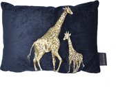 Sierkussen - Woonkussen Giraffe, Goud, Zwart, En Brons Ingeweven, Velvet Kussen. Safari, Dierenprint, Tijger, Olifant, Giraffe, Panter Kussen