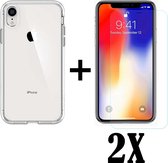 Apple iPhone XR - iPhone Xr Hoesje Shock Case Cover En  2X Screenprotector Tempered Glass - Transparant