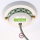 LEDatHOME - Keramische Deco-82 Klimop plafondkap - Afwerking Wit - Groen