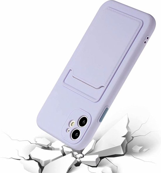 Telefoonhoesje Geschikt voor: iPhone 12 Pro Max siliconen Pasjehouder hoesje - paars