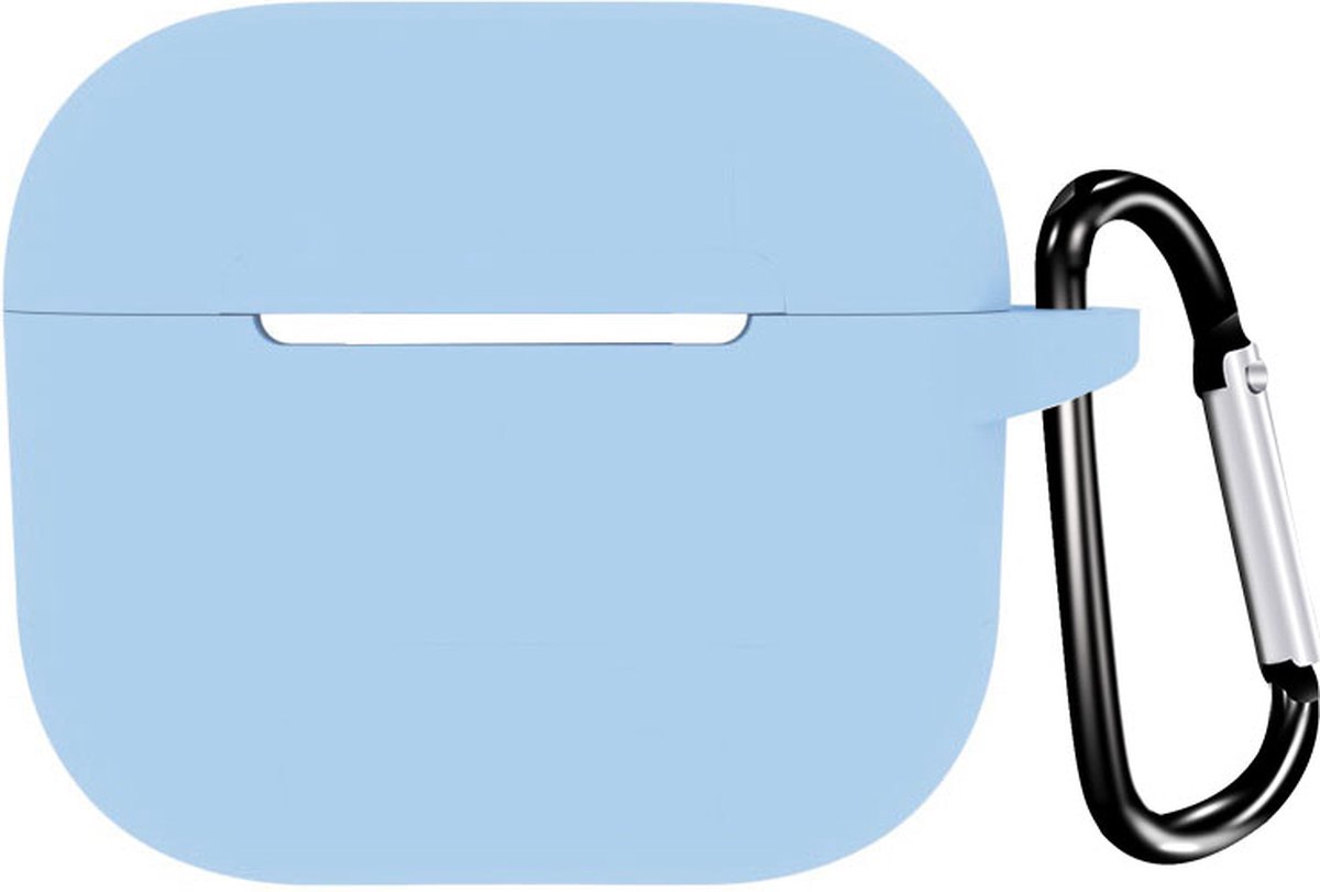 Somstyle Hoesje Geschikt voor AirPods 3 - Siliconen Draadloze Oordopjes Case met Clip – Lichtblauw