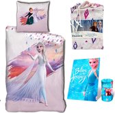 Disney Frozen Dekbedovertrek Elsa - Eenpersoons - 140 x 200 cm - 100% Polyester- kussen 63x63, incl. Frozen Fleece deken 100x150 cm.