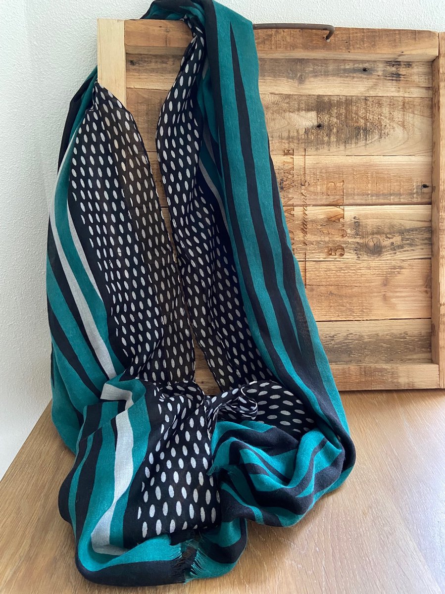 Sjaal zwart groen 180x90 cm