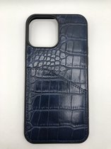 Hoogwaardige Slangenprint Back Cover met pasjes vakje - geschikt voor iPhone 13 Pro Max - Blauw