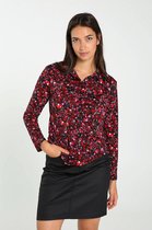 Cassis - Female - Blouse in T-shirtstof met bloemenprint  - Rood