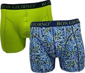 2 stuks Bon Giorno Boxershort - Katoen - Print/Groen XL