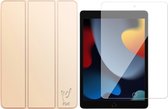 iPad 2021 - 10.2 inch - Book Case Goud - Screenprotector - Trifold Hoes