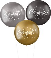 Folat - Ballonnen XL 'Congrats!' Electrum 48 cm - 3 stuks