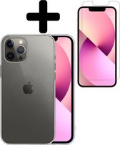 iPhone 13 Pro Max Hoesje Case Siliconen Met Screenprotector - iPhone 13 Pro Max Case Hoesje Hoes Met Screenprotector - Transparant
