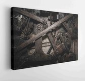 Canvas schilderij - A background of a detailed view of gears from a machine.  -     624644915 - 80*60 Horizontal