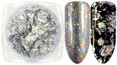 Modena Nails Light Silver Flakes - Metallic Flakes Voor Nagel Decoratie