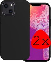 iPhone 13 Hoesje Silicone Case - iPhone 13 Case Zwart Siliconen Hoes - iPhone 13 Hoes Cover - Zwart - 2 Stuks