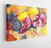 Canvas schilderij - Oil Painting, Impressionism style, the texture of oil painting, flower still life painting art painted color image, color wallpapers and backgrounds, canvas, ar