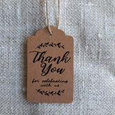 20 Kraft Cadeaulabels - Rechthoekige Label Met Tekst Thank You - Kartonnen Labels Met Jute Touwtje 20 cm - Kartonnen Etiketten