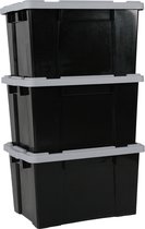 IRIS Ohyama Powerbox Opbergbox - 68L - Kunststof - Zwart/Grijs - Set van 3