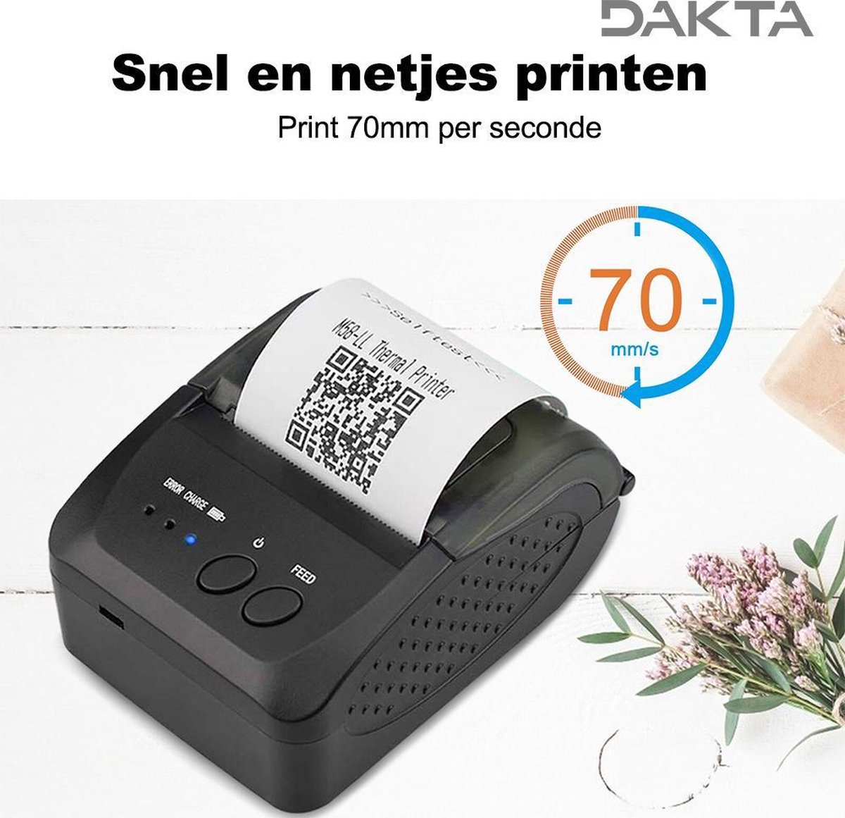Dakta® Thermische Printer | Bluetooth | Ticket/Label Printer | Compact |  Kassabon Printer | bol.com