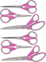 6x stuks scharen / scharenset 14 / 17 / 21 cm roze - hobbyscharen / textielscharen / universele schaar / huishoudscharen