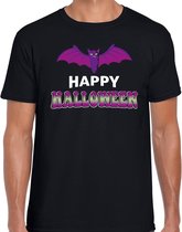 Halloween - Vleermuis / happy halloween verkleed t-shirt zwart voor heren - horror shirt / kleding / kostuum XL