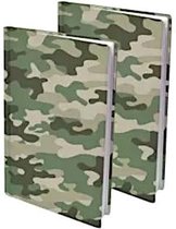 rekbare boekenkaft A4 textiel camouflage 2 stuks